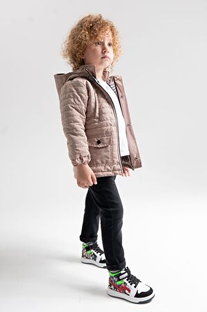 mnpc Unisex Çocuk Siyah Baskı Hakiki Deri Anatomik Sneakers Bot