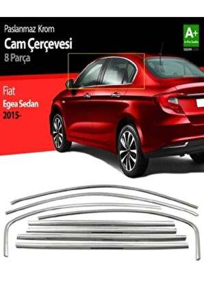Egea Sedan Cam Çıta Çerçevesi Komple Set Krom Nikelaj 8 Parça 2017 2018 2019 2020 2021 2022 2023