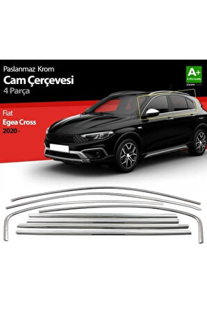 Fiat Egea Cross Cam Çıtası Komple Set Paslanmaz Krom Cam Çerçevesi 8 Parça