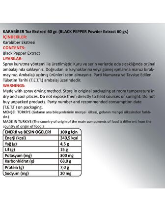 Karabiber Toz Ekstresi 60 Gr. Cam Kavanoz