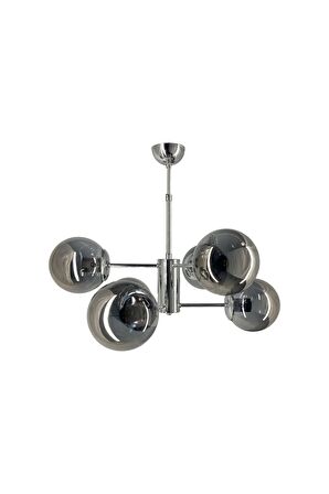 Rima Krom 6'lı Füme Camlı Avize | Kaliteli Modern Metal Avize