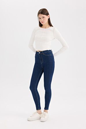 DeFacto Jegging Yüksek Bel Bilek Boy Dar Paça Basic Düz Jean Pantolon B7498AX24AUNM34