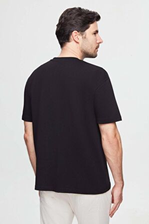 Oversize Siyah Baskılı %100 Pamuk T-shirt 2EC14ORT05210