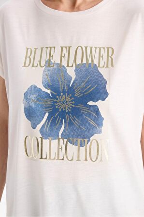 DeFacto Bisiklet Yaka Çiçekli Kısa Kollu Tişört F5100AX25SMER105