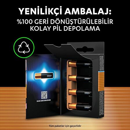 Duracell Optimum AAA İnce Kalem Pil 1,5V 4'lü Paket (MX2400)