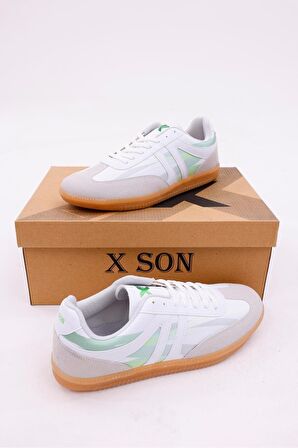 Dijital Baskı Kadın Beyaz-Yeşil Sneaker Ayakkabı