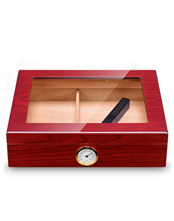 Falconetti Kırmızı Camlı Humidor Puro Kutusu rc06kr