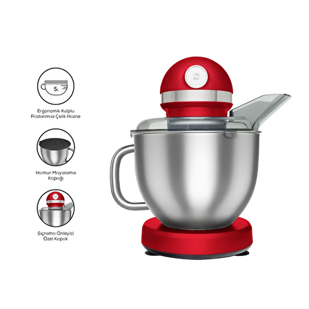 Karaca Mastermaid Chef Pro Çift Kollu Stand Mikser Imperial Red 1750 W