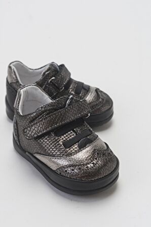 Mnpc Kız Çocuk Siyah Hakiki Deri İlk Adım Günlük Ayakkabı