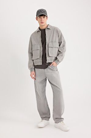 DeFacto Relax Fit Fermuarlı Cepli Jean Ceket C3414AX24AUNM55