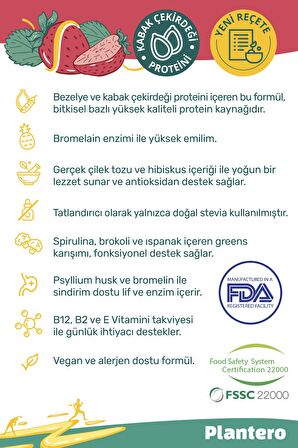Plantero Çilekli Protein Isolate Blend ™ Supergreens Mix Vitamins