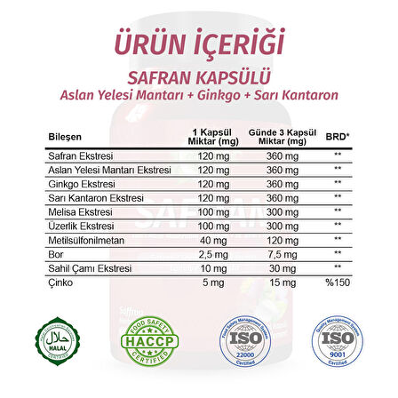 Safran Kapsül (SAFFRON CAPSULE) 60 Adet