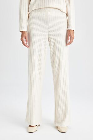 DeFacto Wide Leg Geniş Paça Eşofman Altı Normal Bel Fitilli Kaşkorse Kumaş Basic Düz B2405AX24AUBG186