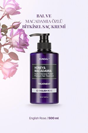 Protein Destekli Besleyici Saç Kremi Kundal Honey&Macadamia Protein Treatment 500ml (English Rose)
