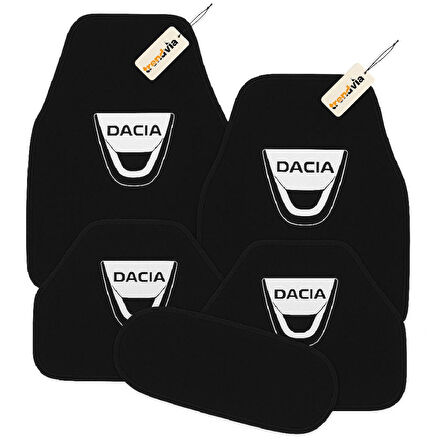 Siyah Renk Dacia Logolu Araba Halı Paspas Seti – 5 Parça, Kaymaz Taban, Kolay Temizlenebilir Oto Aksesuarı