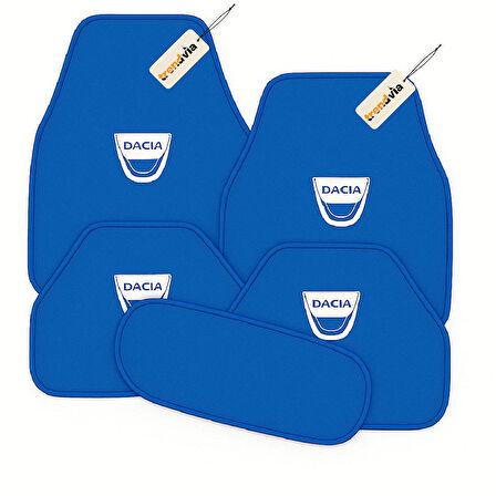 Mavi Renk Dacia Logolu Araba Halı Paspas Seti – 5 Parça, Kaymaz Taban, Kolay Temizlenebilir Oto Aksesuarı