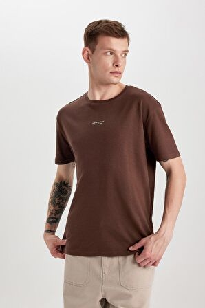 DeFacto Regular Fit Bisiklet Yaka Baskılı Kısa Kollu Ağır Kumaş Tişört B4217AX24SPBN497