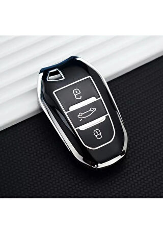 Opel Mokka Crossland X Grandland X Combo  Anahtar Koruma Kılıf 2.Resime Bakınız Siyah/Krom