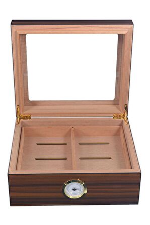 Falconetti Kahverengi 2 Katlı Camlı Humidor Puro Kutusu rc07x