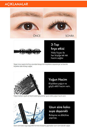 Suya Dayanıklı, Yoğun Hacim Veren Maskara Mega Volume Mascara (Deep Volume)