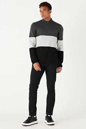 Erkek Siyah 360 Derece Her Yöne Esneyen Slim Fit Dar Kesim Pamuklu Rahat Pantolon