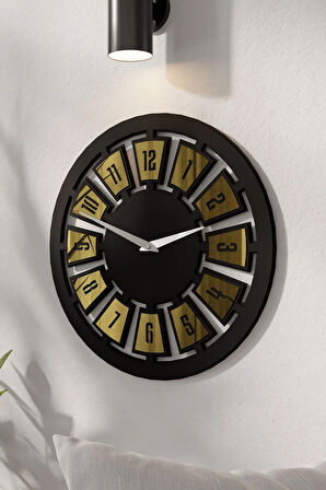 Minimalist Aynalı Pleklisi Ahşap Duvar Saati