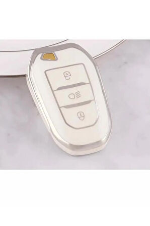 Citröen C3 C4 C5 Aircross Anahtar Koruma Kılıfı Far Tuşlu 2.resime Bakınız Beyaz/Krom