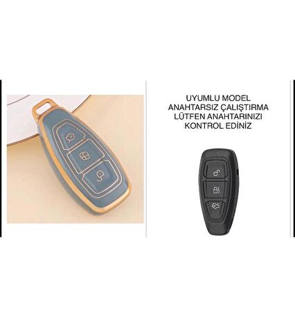 Ford Focus Fiesta Kuga Mondeo Smax Cmax Ecosport Anahtarsız Çalıştırma Anahtar Kılıfı Gri Renk