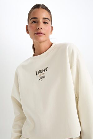 DeFactoFit NBA Los Angeles Lakers Bisiklet Yaka Sweatshirt D0682AX24AUER105