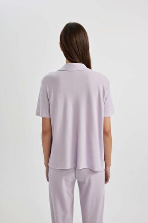DeFacto Kısa Kollu Pijama Üstü-Fall in Love B6189AX24SPPR77