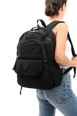 SRG Unisex Suya Dayanıklı Krinkıl Kumaş Çok Gözlü Orta Boy Laptop Okul Ve Sırt Çantası