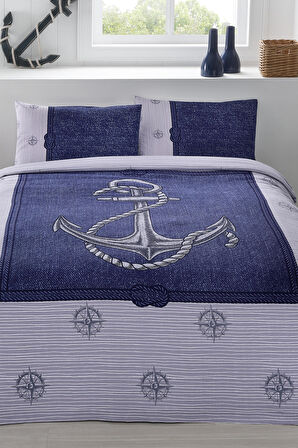 Özdilek Çift Kişilik Pike Takımı Anchor Denim Gri