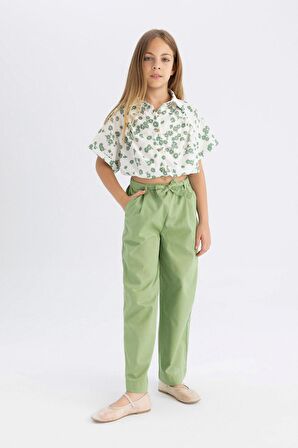 DeFacto Kız Çocuk Wide Leg Geniş Paça Pamuklu Pantolon B5045A824HSGN1181