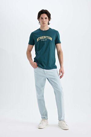 DeFacto Slim Fit Dar Kesim Bisiklet Yaka Baskılı Kısa Kollu Tişört C5674AX24HSGN146
