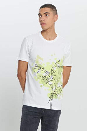 Standart Normal Kesim %100 Pamuk Baskılı Bisiklet Yaka Tişört