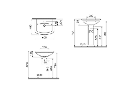 VitrA Valarte 4168B003-0156 Kolon Ayak, Beyaz