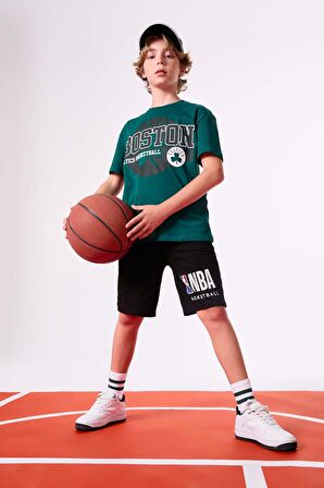 DeFacto Erkek Çocuk NBA Boston Celtics Bisiklet Yaka Kısa Kollu Tişört C0389A824SMGN1116