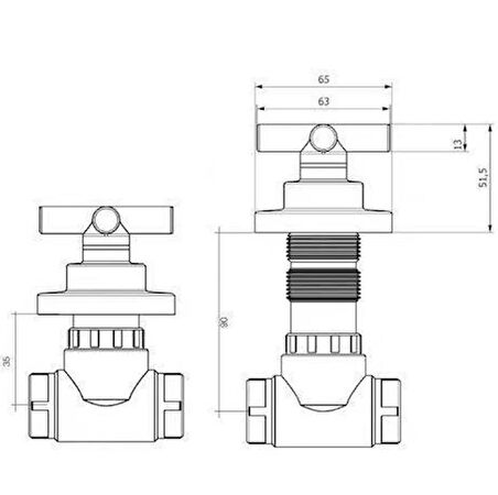 Visam Yıldız Volanlı 3/4" Ankastre Stop Valf 890.008