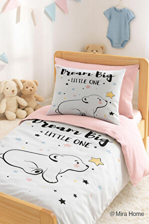 Dijital Baskılı 3d Pamuklu Yenidoğan Bebek Nevresim Takımı Dream Big