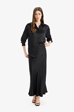 DeFacto A Kesim Normal Bel Saten Midi Etek B1867AX25SPBK27