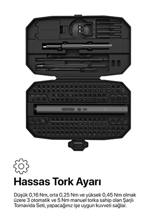 Otomatik Hassas Tornavida Seti 153 parça Şarjlı Tork Ayarı Laptop Telefon ve Gözlük Tamir Seti X6833