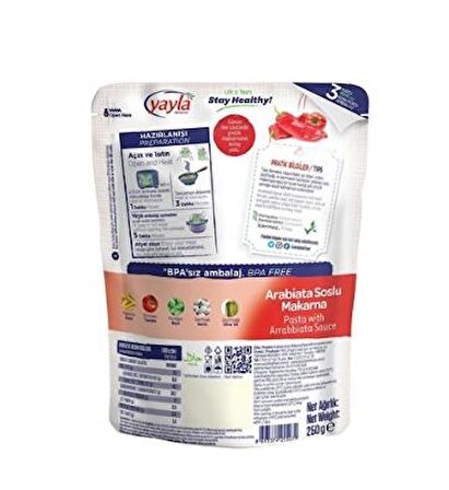 Yayla Yemek Hazır Arabiata Soslu Makarna 250 Gr 