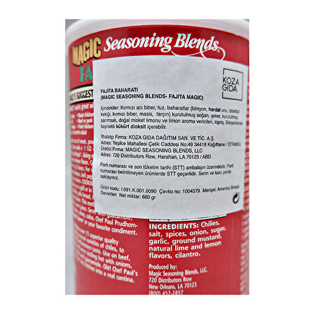 Magic Seasoning Blends Fajita Baharatı 680 Gr