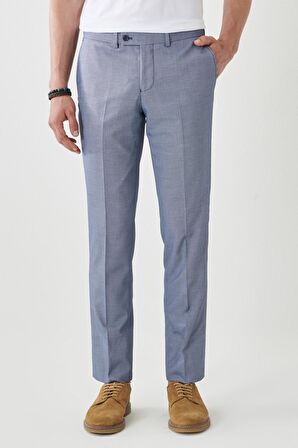 Erkek Lacivert-beyaz Ekstra Slim Fit Dar Kesim Mono Yaka Klasik Takım Elbise