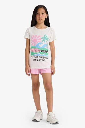 Kız Çocuk Regular Fit Baskılı 2'li Pijama Takımı