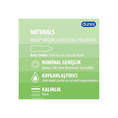 Durex Naturals Prezervatif Ekstra Avantaj Paketi 40 lı