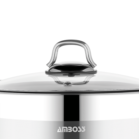 Amboss Saphire Paslanmaz Çelik 16 cm Cam Kapaklı Derin Tencere