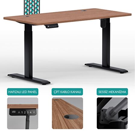 O-Flex Tek Motorlu Elektrikli Yükseklik Ayarlı Masa - 180x80 - Bambu