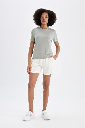 DeFactoFit Standart Fit Bisiklet Yaka Sporcu Basic Düz Kısa Kollu Tişört D2296AX24AUKH418