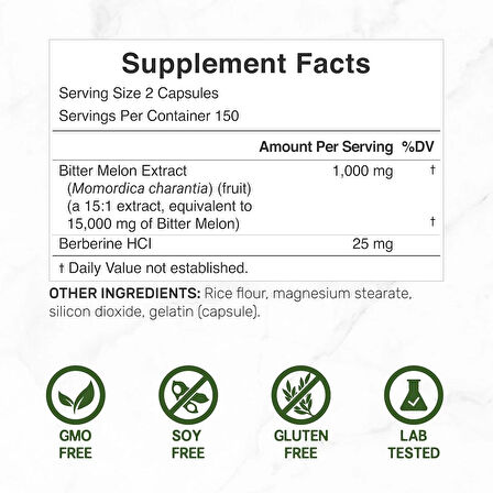 Deal Supplement Bitter Melon with Berberine Hcl 15,000mg Per Serving 300 Caps